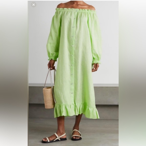 Sleeper Linen Loungewear Dress in Lime Sz 1 worn once - Picture 3 of 8